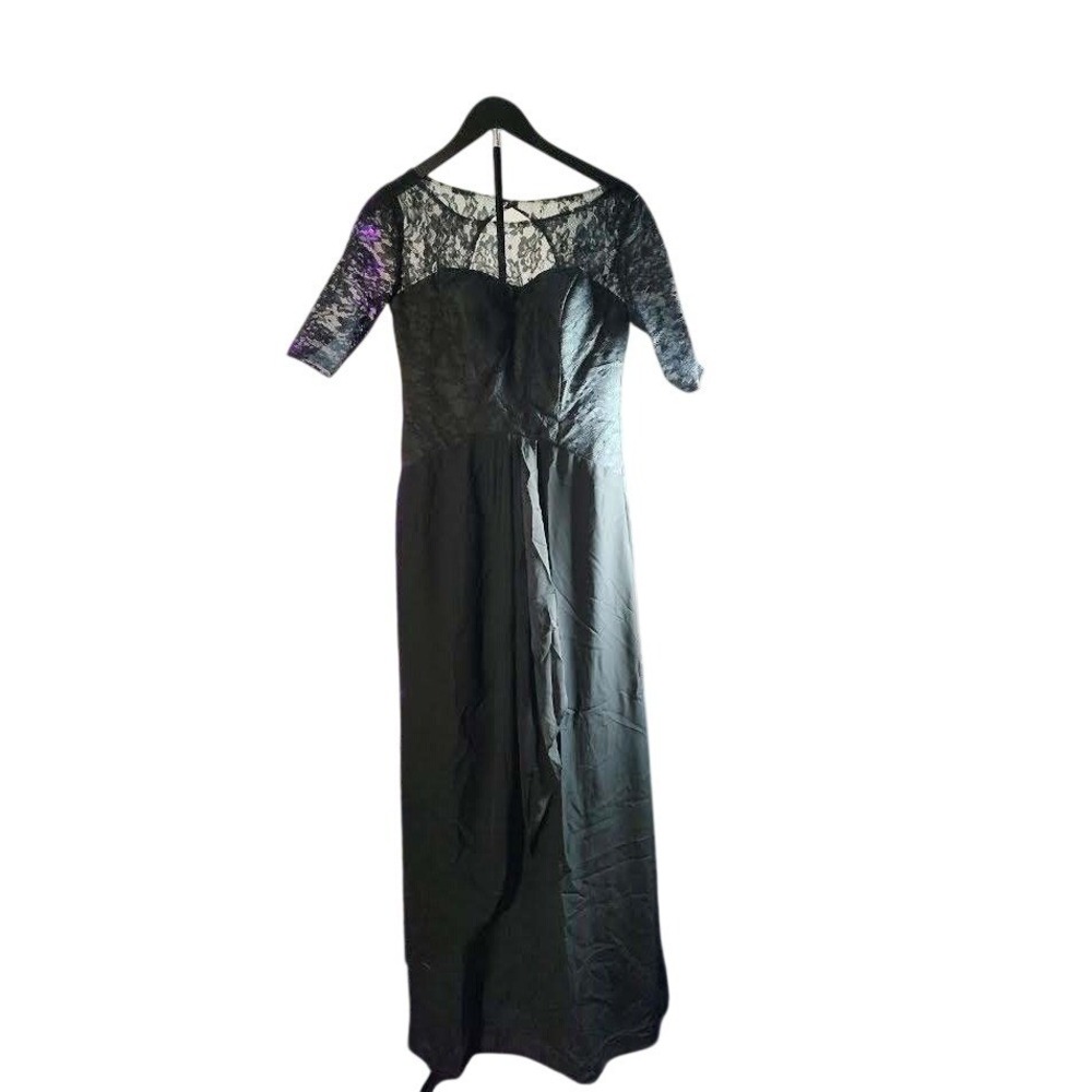 Black Lace Illusion Back Corset Evening Gown‎ Formal